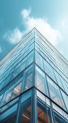 Fototapeta premium captivating image of a modrn office building with a leek glass facade that epiomizes contemporary architcture.