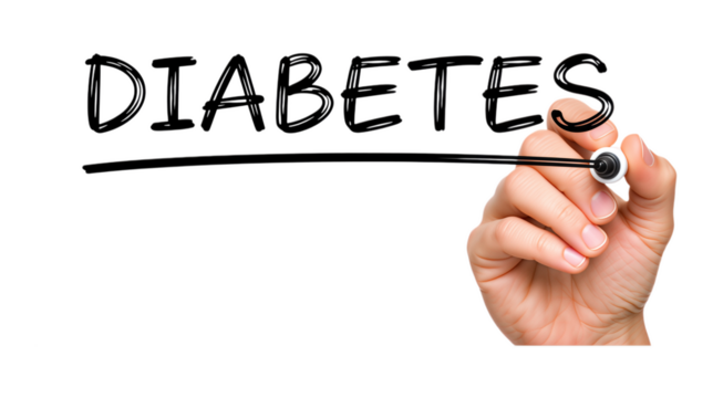 Hand Writing Diabetes Text with Black Marker on Transparent Background, Glossy Design Element for Web Design - Powered by Adobe