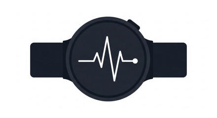 Smartwatch with heart rate monitor displaying a waveform on the screen, health and fitness tracking technology for wellness