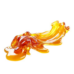 Fototapeta premium Golden liquid splash, abstract flow, isolated on transparent background, viscous texture, sweet flow, syrup, honey, caramel, Liquid, Flow, Viscous