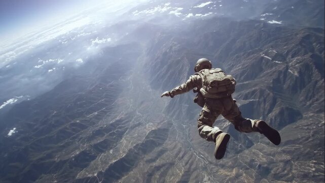 Extreme military jump from a high altitude.