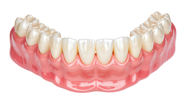 Pink Gum Line with Teeth, Transparent Background, Dental Illustration for Educational Asset