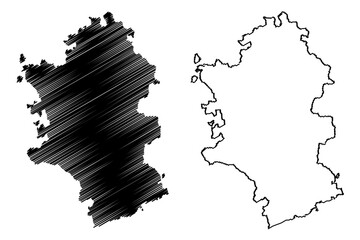 Amreli district (Gujarat State, Republic of India) map vector illustration, scribble sketch Amreli map