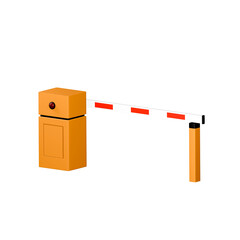 3D Render of Automatic Barrier Gate. Security and Parking Access Concept.