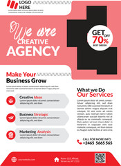 Creative business flyer design template set with modern vector infographic icons and corporate logo layouts