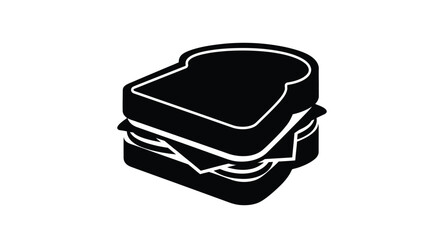 Simple black and white illustration of a classic sandwich design