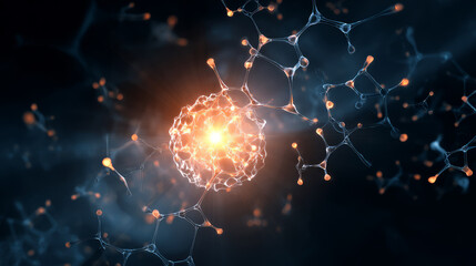 Gene Therapy for Cancer Treatment Concept Cancer therapy with T cells and DNA. Abstract image of human genetics, where glowing DNA mutation threads merge with digital elements