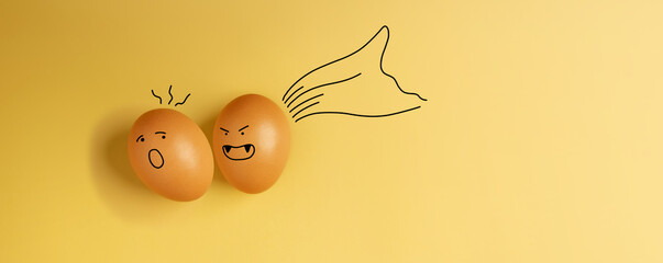 Egg painted with a Funny Halloween face, symbolizing creativity, humor