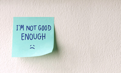 Mind, Mental Health and Self Talk Concepts. a Sticky Note with the Negative Word, Fixed Mindset