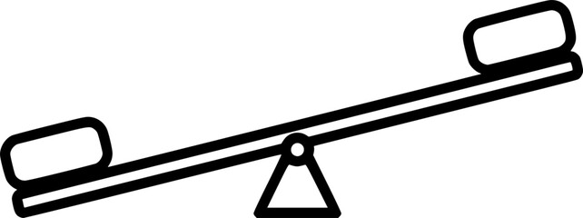 a black and white illustration of a seesaw, simple, vector art