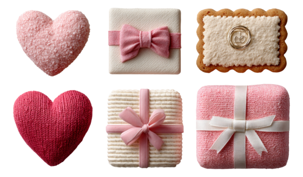 Collection of Pink Themed Objects with Various Textures and Styles Isolated on Transparent Background