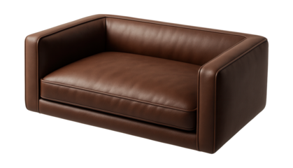 Pet sofa in faux leather, perfect for complementing modern den decor.