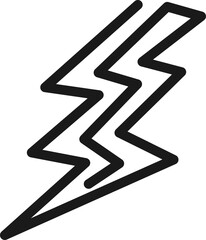 Lightning Bolt Doodle Icon, Hand Drawn Thunderbolt Symbol, Electric Power Lightning Sketch, Zigzag Lightning Line Art Illustration, Thunderbolt, Outline Vector Icon