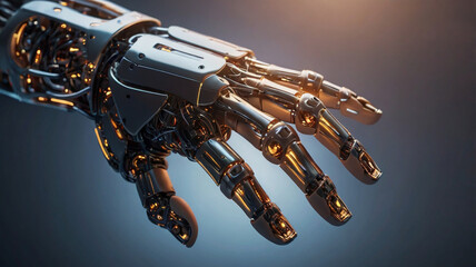 Close-up of a Detailed Robotic Hand with Intricate Mechanical Components artificial intelligence
