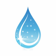 A captivating vector illustration of a water drop adorned with stars and crescent