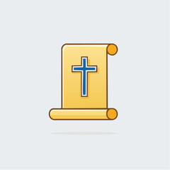 Obraz premium Ancient scroll with cross depicting christianity and faith, a vintage symbol