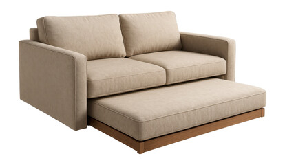 A convertible sofa bed with a pull-out mattress for extra sleeping space in any room.