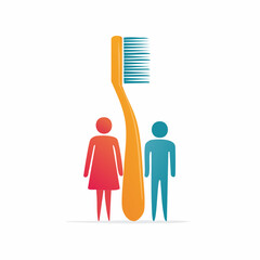 Dental health concept symbolizing family care with a toothbrush icon and stick figures