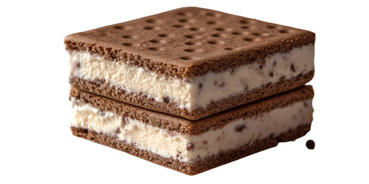 Closeup of layered square confection likely a dessert showcasing appealing colors and textures