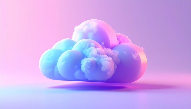 A 3D rendered cloud with soft, glowing pink and purple light. - Powered by Adobe