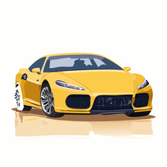 Ein senfgelbes Sportcoupé