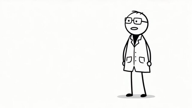 Animated scientist character holding flask for educational conceptual illustration