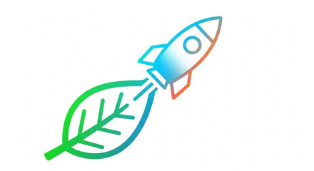 Green leaf rocket, representing ecofriendly innovation, sustainable growth, and the launch of environmentally conscious ventures