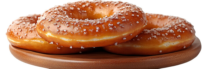 Closeup stacked donuts with sugar topping