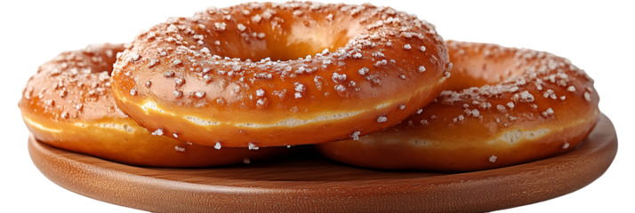 Closeup stacked donuts with sugar topping