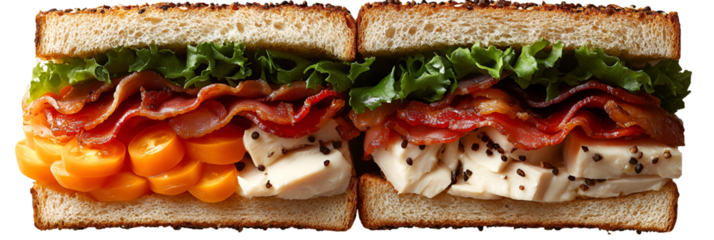 Closeup two layer sandwiches with various fillings