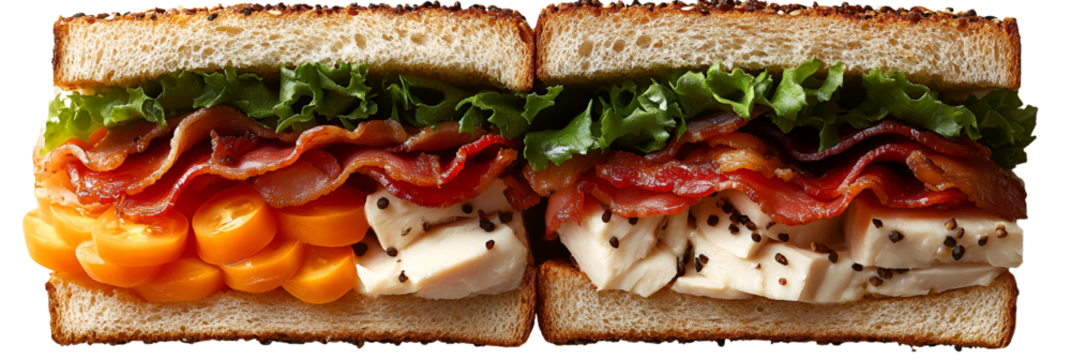 Closeup two layer sandwiches with various fillings