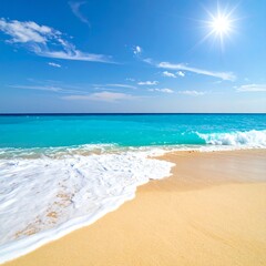 Obraz premium Azure Waters and Golden Sands - A Tropical Beach Paradise.