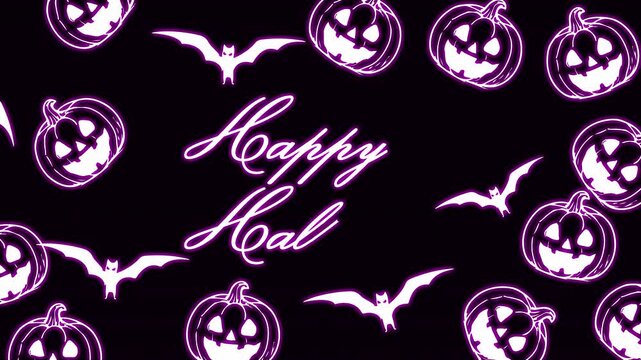 ctober unfolds with bats swirling through carved pumpkins in a hypnotic halloween pattern - great for looping animation, seasonal branding, digital backdrops, party graphics, and atmospheric spooky