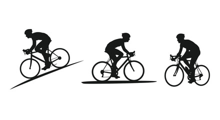 Obraz premium Silhouette illustration of cyclists riding bicycles in a progressive motion