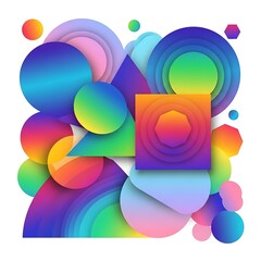 Fototapeta premium Colorful Abstract Geometric Composition with Gradients and Overlapping Shapes.