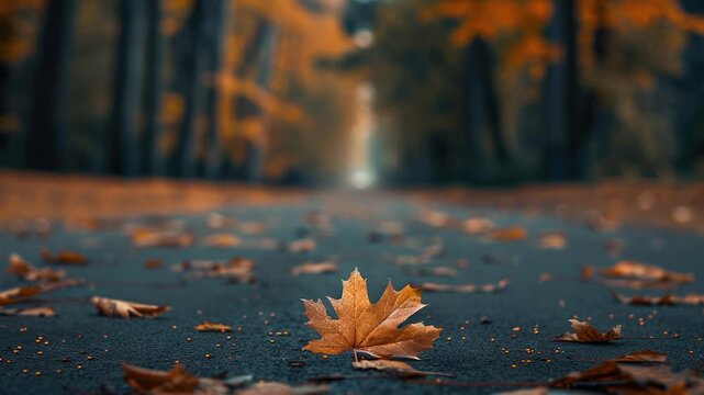 Video A single leaf lying on the forest floor, surrounded by trees and foliage