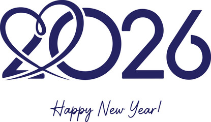 Fototapeta premium Vector art of happy new year 2026 with a heart shape and elegant script text