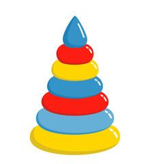 Childrens pyramid. Bright color children s illustration. A toy for the development of logic. Ring stacker toy icon