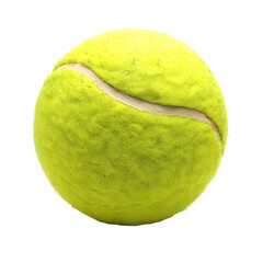 Yellow tennis ball with white seam isolated on a white background