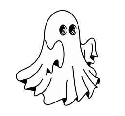 Ghost logo, icon. Cute Ghost isolated on white background. For greeting halloween festival spooky season