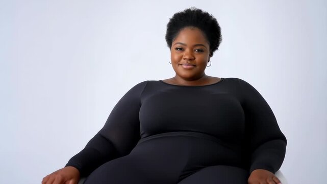 Confident plus size african american woman sitting on a chair