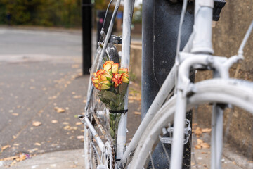 Memorial bike with flowers