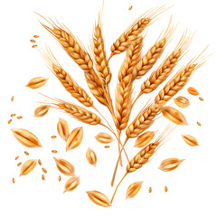 Illustrated golden wheat stalks with scattered grains and husks