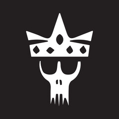 Minimalist skull emblem with three-pointed crown and diamond details