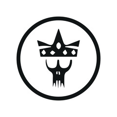 Monochrome skull icon representing death, royalty, and mysticism