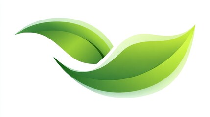 Stylized two-leaf icon with smooth curves and soft green gradient, isolated on white
