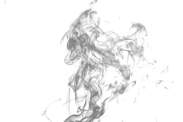 Fototapeta premium Graceful Swirls of Smoke Rising, Abstract Vapor on a Clean White Background