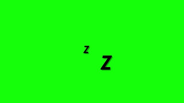sleeping illustration animation on green screen. zzz animation sleeping concept 4k