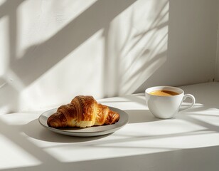 Croissant and Espresso — Minimal Morning Scene