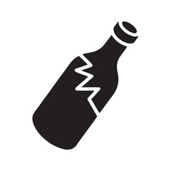 Broken glass bottle icon representing danger from sharp shards a messy accident or the concept of ending a celebration